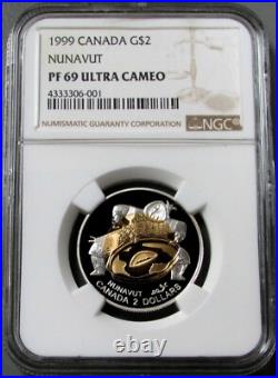 1999 YELLOW & WHITE SOLID. 917 GOLD CANADA NUNAVUT NGC PROOF 69 UC KM # 357b 1999 YELLOW & WHITE SOLID. 917 GOLD CANADA NUNAVUT NGC PROOF 69 UC KM # 357b