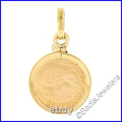 19.2k Yellow Gold 1945 Mexican Dos Pesos Coin with Simple Frame Charm Pendant