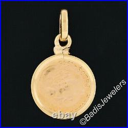 19.2k Yellow Gold 1945 Mexican Dos Pesos Coin with Simple Frame Charm Pendant