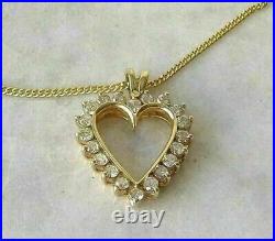 1Ct Round Cut Moissanite Heart Pendant 14K Yellow Gold Plated Silver Free Finish
