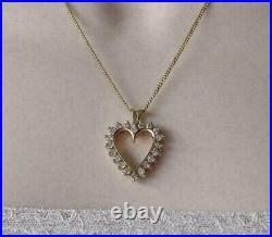 1Ct Round Cut Moissanite Heart Pendant 14K Yellow Gold Plated Silver Free Finish