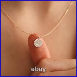 1.00TCW Round Cut Lab Created Coin Shape Pendant 14k Solid Yellow Gold