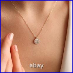 1.00TCW Round Cut Lab Created Coin Shape Pendant 14k Solid Yellow Gold