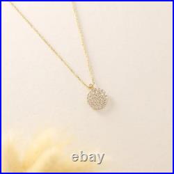 1.00TCW Round Cut Lab Created Coin Shape Pendant 14k Solid Yellow Gold