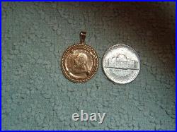 1/10 OZ. KRUGERRAND 2000 GOLD COIN In Rich 14K gold Bezel Pendant COA 4.9grams