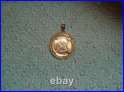 1/10 OZ. KRUGERRAND 2000 GOLD COIN In Rich 14K gold Bezel Pendant COA 4.9grams