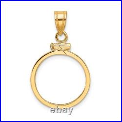1/10 oz American Buffalo $5 Coin Bezel Pendant Prong Set 14k Yellow Gold