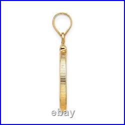 1/10 oz American Buffalo $5 Coin Bezel Pendant Prong Set 14k Yellow Gold