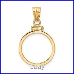 1/10 oz American Buffalo $5 Coin Bezel Pendant Prong Set 14k Yellow Gold
