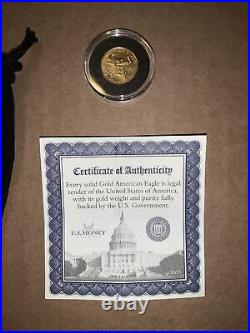 1/10 oz Solid Gold Eagle Coin Certificate Of Authenticity 2013