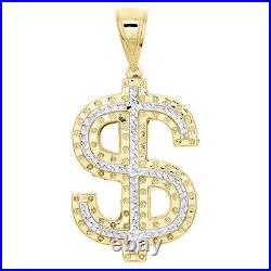 1/10th 10K Yellow Gold Diamond Cut Money Dollar Bill Sign Pendant 2.25 Charm