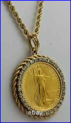 1.24Ct Lab Created Diamond Lady Liberty Coin Pendant 14K Yellow Gold Plated