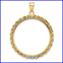 1/2 oz American Eagle $25 Coin Bezel Pendant Prong Set Rope in 14k Yellow Gold