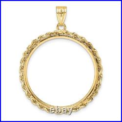 1/2 oz American Eagle $25 Coin Bezel Pendant Prong Set Rope in 14k Yellow Gold