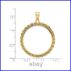 1/2 oz American Eagle $25 Coin Bezel Pendant Prong Set Rope in 14k Yellow Gold
