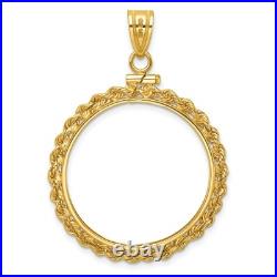 1/2 oz American Eagle $25 Coin Bezel Pendant Screw Top Rope in 14k Yellow Gold