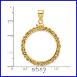 1/2 oz American Eagle $25 Coin Bezel Pendant Screw Top Rope in 14k Yellow Gold