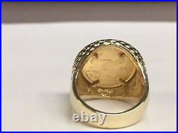 1/4 OZ American Liberty Coin in Mens Ring 14k Solid Yellow Gold Plated