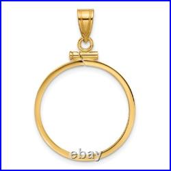 1/4 oz American Buffalo $10 Coin Bezel Pendant Prong Set Edge in 14k Yellow Gold