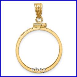 1/4 oz American Buffalo $10 Coin Bezel Pendant Prong Set Edge in 14k Yellow Gold