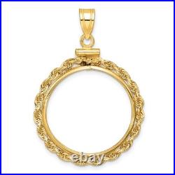 1/4 oz American Buffalo $10 Coin Bezel Pendant Screw Top Rope 14k Yellow Gold