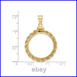 1/4 oz American Buffalo $10 Coin Bezel Pendant Screw Top Rope 14k Yellow Gold