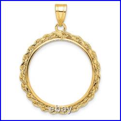1/4 oz American Eagle $10 Coin Bezel Pendant Prong Set Rope in 14k Yellow Gold