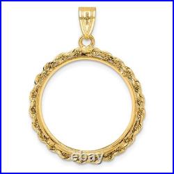 1/4 oz American Eagle $10 Coin Bezel Pendant Prong Set Rope in 14k Yellow Gold
