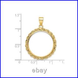 1/4 oz American Eagle $10 Coin Bezel Pendant Prong Set Rope in 14k Yellow Gold