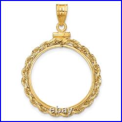 1/4 oz American Eagle $10 Coin Bezel Pendant Screw Top Rope in 14k Yellow Gold