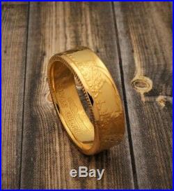 1/4 oz Gold Eagle Coin Ring 22K Polished Heads Size 4-10 Random Date