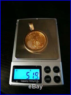 1 oz $50 American Eagle Coin Pendant 14k Yellow Solid Gold Bezel 51.9g