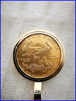 1 oz $50 American Eagle Coin Pendant 14k Yellow Solid Gold Bezel 51.9g