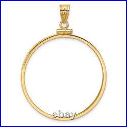 1 oz American Buffalo $50 Coin Bezel Pendant Prong Set Edge in 14k Yellow Gold