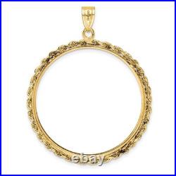 1 oz American Buffalo $50 Coin Bezel Pendant Prong Set Rope in 14k Yellow Gold