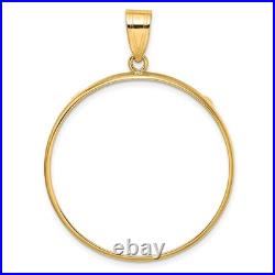 1 oz American Buffalo $50 Coin Bezel Pendant Prong Set in 14k Yellow Gold
