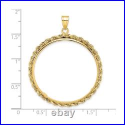 1 oz American Eagle $50 Coin Bezel Pendant Prong Set Rope in 14k Yellow Gold 1 oz American Eagle $50 Coin Bezel Pendant Prong Set Rope in 14k Yellow Gold