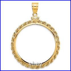 1 oz American Eagle $50 Coin Bezel Pendant Screw Top Rope in 14k Yellow Gold 1 oz American Eagle $50 Coin Bezel Pendant Screw Top Rope in 14k Yellow Gold
