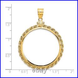 1 oz American Eagle $50 Coin Bezel Pendant Screw Top Rope in 14k Yellow Gold 1 oz American Eagle $50 Coin Bezel Pendant Screw Top Rope in 14k Yellow Gold