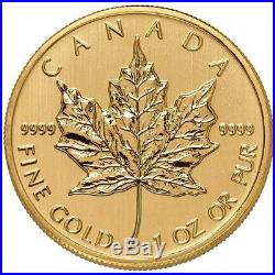 1 oz Canadian Gold Maple Leaf Coin (. 9999 Pure, Varied Year)