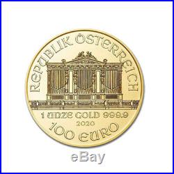 1 oz Gold Austria 2020 Philharmonic Gold 1 oz. 9999 fine $100 Euro Coin