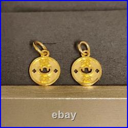 1pcs Pure Solid 999 24K Yellow Gold Women Lucky Yuanbao Coin Pendant 0.6-0.8g
