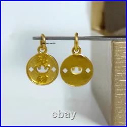 1pcs Pure Solid 999 24K Yellow Gold Women Lucky Yuanbao Coin Pendant 0.6-0.8g
