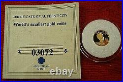 2000 $25. Solid gold Coin. 999 0.73 grams Nofretete COA read all