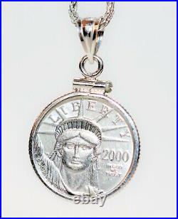 2000 American Platinum Eagle 10 Dollar Coin Necklace 14K Solid White Gold
