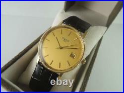 2000 TISSOT 1853 Coin Type Date Man 18K Case Gold Dial Quartz Vintage Watches