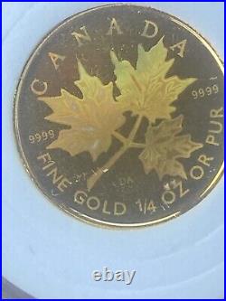 2001 Proof 1/4 OZ Gold Maple Leaf Hologram Coin 9999 Solid 24KT 24 Karat 1/4OZ