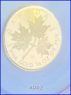 2001 Proof 1/4 OZ Gold Maple Leaf Hologram Coin 9999 Solid 24KT 24 Karat 1/4OZ