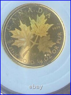 2001 Proof 1/4 OZ Gold Maple Leaf Hologram Coin 9999 Solid 24KT 24 Karat 1/4OZ