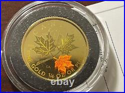 2001 Proof 1/4 OZ Gold Maple Leaf Hologram Coin 9999 Solid 24KT 24 Karat 1/4OZ